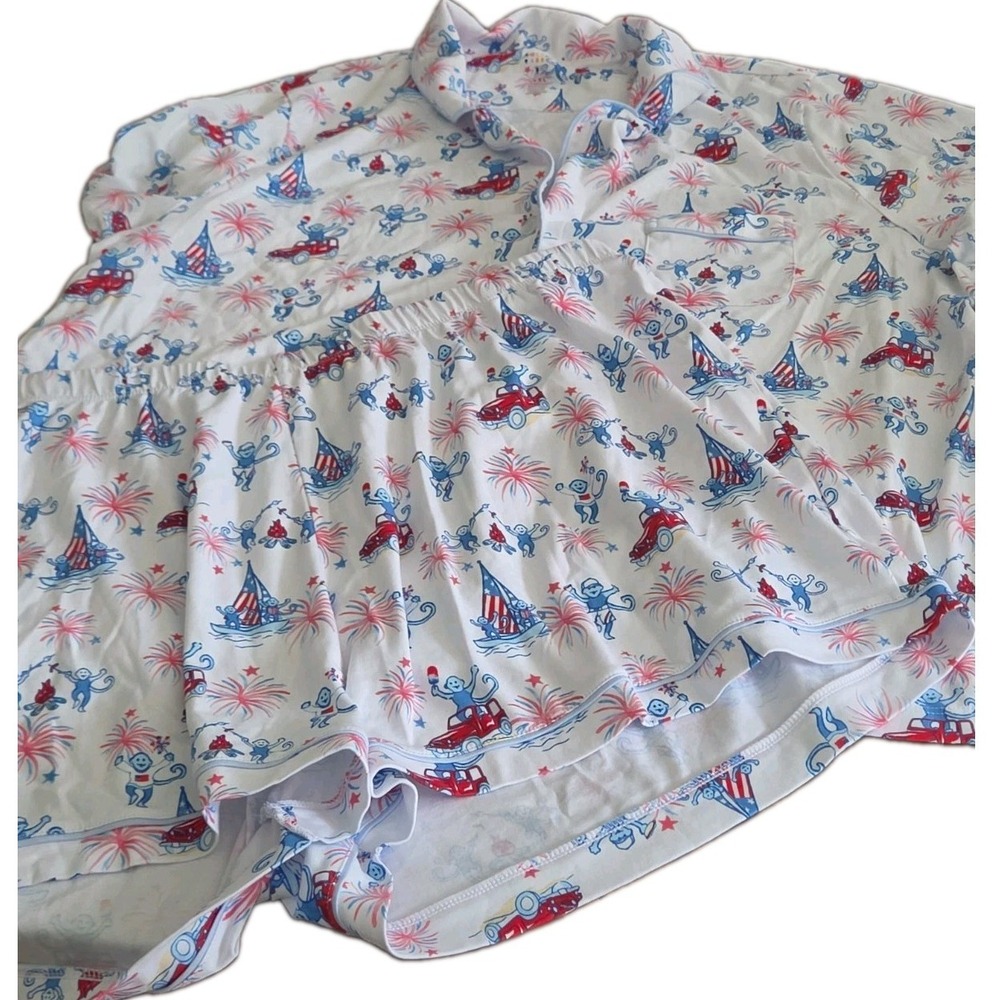 Roller Rabbit Star Spangled Monkey Polo Pajama Set Summer 26 Plus Size 4X